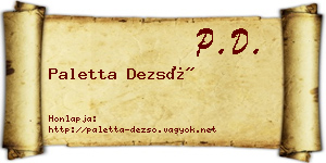 Paletta Dezső névjegykártya